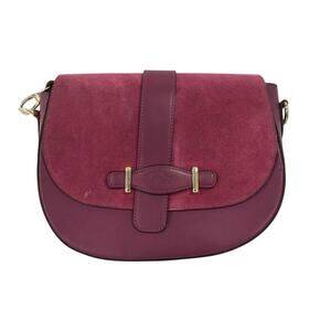Mara Burgundy Leather Suede Saddle Crossbody Bag